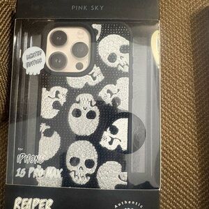 Pink Sky Skull Design iPhone 15 Pro Max Case